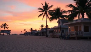 Beautiful beach vacation rentals for sale showcasing inviting homes and a picturesque sunset.