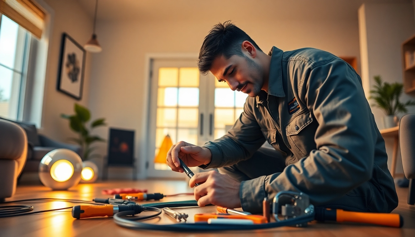 Electrician Notdienst assisting a family with a power outage solution in their home.