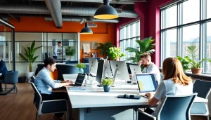 Engaging website design Manchester team collaborating on innovative projects in a bright office.