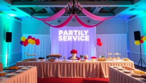 Experience top Partyservice Berlin with a stunning buffet display, showcasing a variety of gourmet dishes.