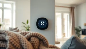 Discover the best wifi thermostat showcased in a modern living room setting, enhancing home comfort.