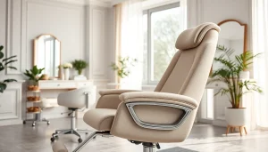 Kosmetikstuhl in einem eleganten Salon mit ergonomischem Design und weichem Stoff