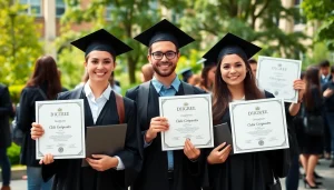 Showcasing graduates celebrating with their original UK degree certificates, symbolizing academic achievement.