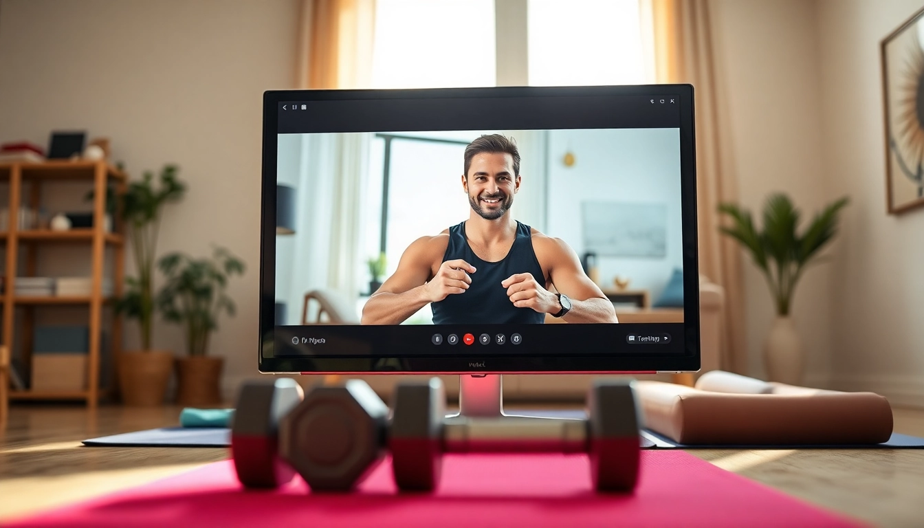 Engaging Virtual Personal Trainer Jersey City demonstrating a workout session via video call.
