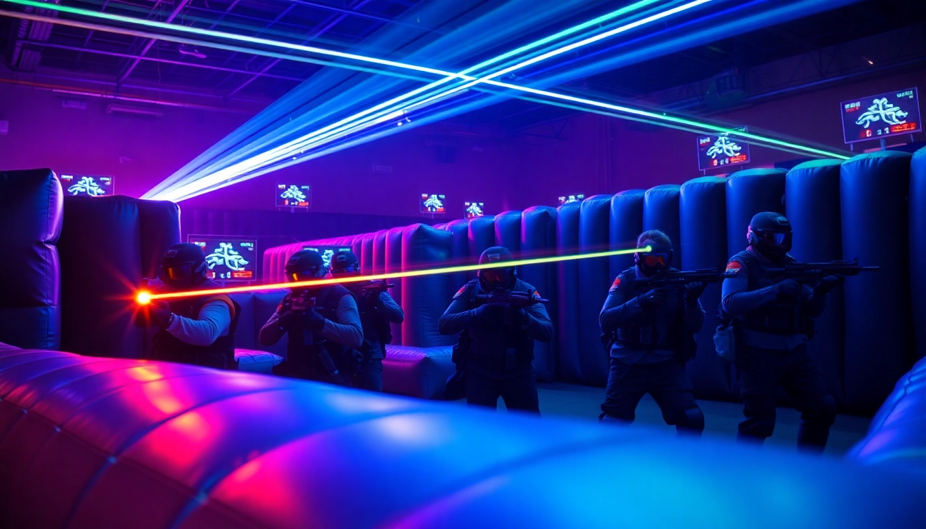 Experience thrilling laser tag action with players in tactical gear during an energetic game.