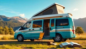 Admire the perfect campervan parked amidst nature, inviting relaxation in the outdoors.