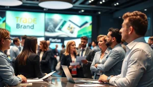 Capture a dynamic trade marketing strategy discussion among professionals at a conference.