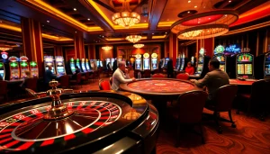 Experience the excitement of online casino Singapore with players enjoying various games and vibrant atmosphere.
