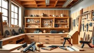 View of furniture hardware manufacturers’ premium quality drawer slides and knobs in a workshop.