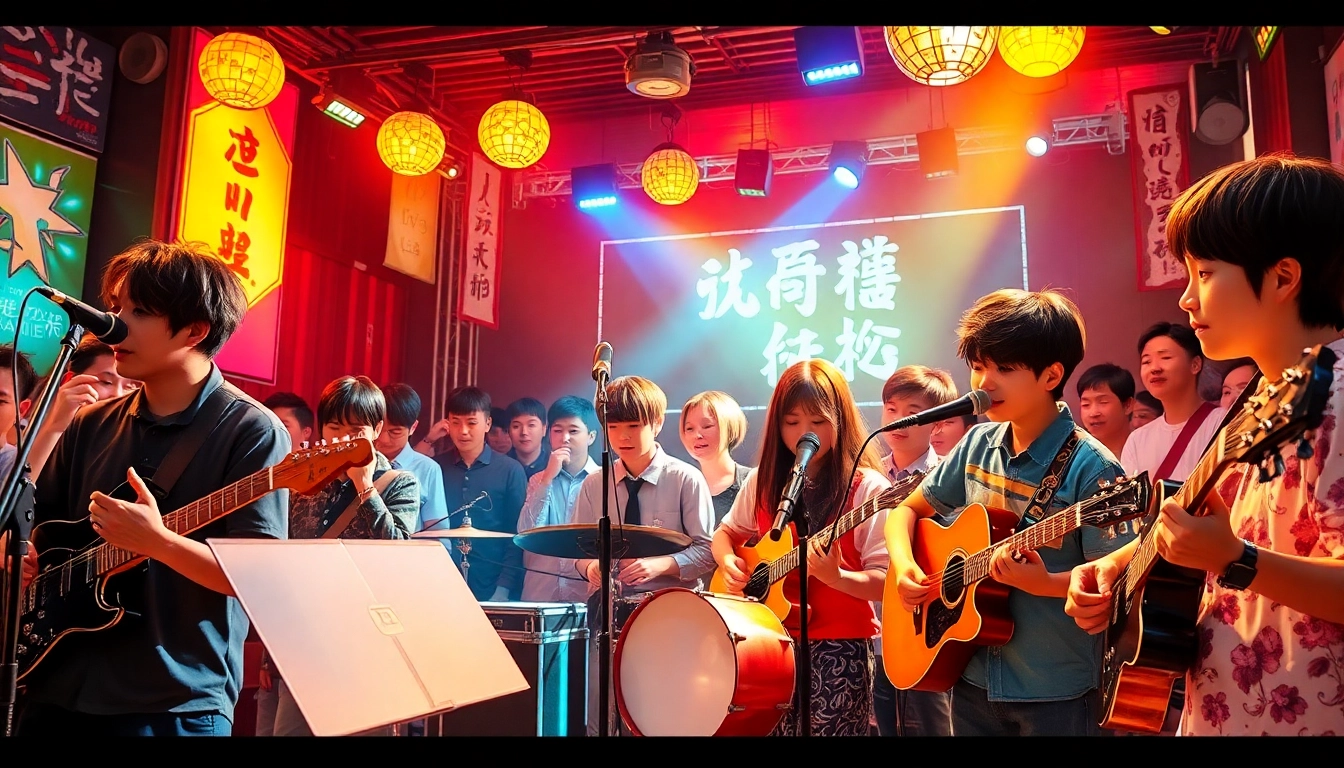 Experience 汽水音乐海外 through lively musicians performing in a vibrant scene, showcasing joy and community.