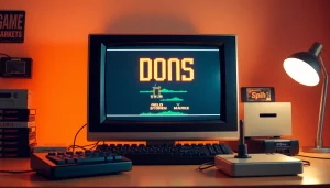 Engaging visual representing dos games download with retro gaming elements.