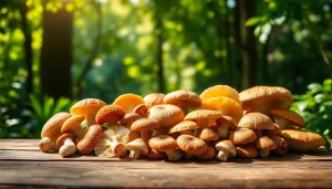 Explore the benefits of Mushroom Complex with vibrant mushrooms in a natural setting.