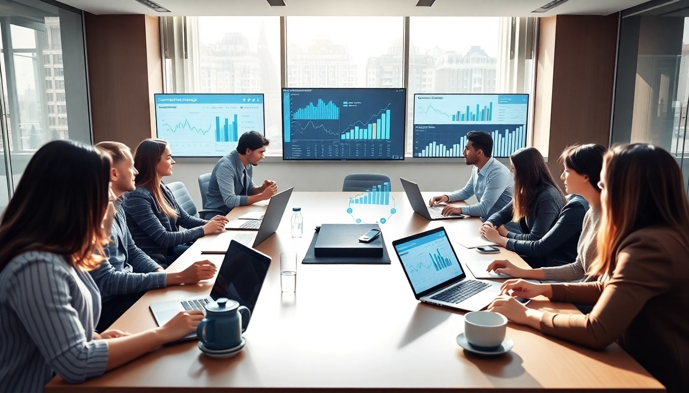 Visualize a team collaboration session analyzing competitive intelligence data and strategies.