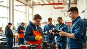 Hands-on training at a trade school in Tennessee showcasing students learning various skills.