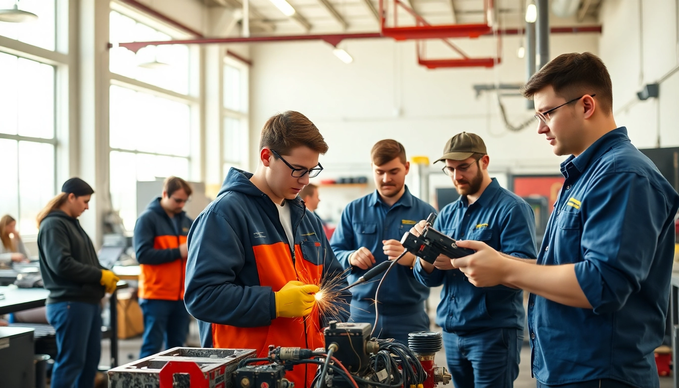 Hands-on training at a trade school in Tennessee showcasing students learning various skills.