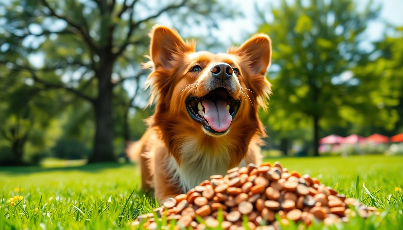 Discover a happy dog enjoying Badlands Ranch dog food Canada in a sunny park setting.