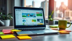 Engaging visual on social media and blog automation with a professional workspace setup.