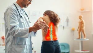 Untersuchen eines Patienten mit Bandscheibenvorfall in einer Klinik
