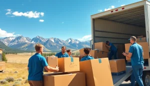Colorado Moving Company team efficiently loading a truck with furniture in the Colorado landscape.