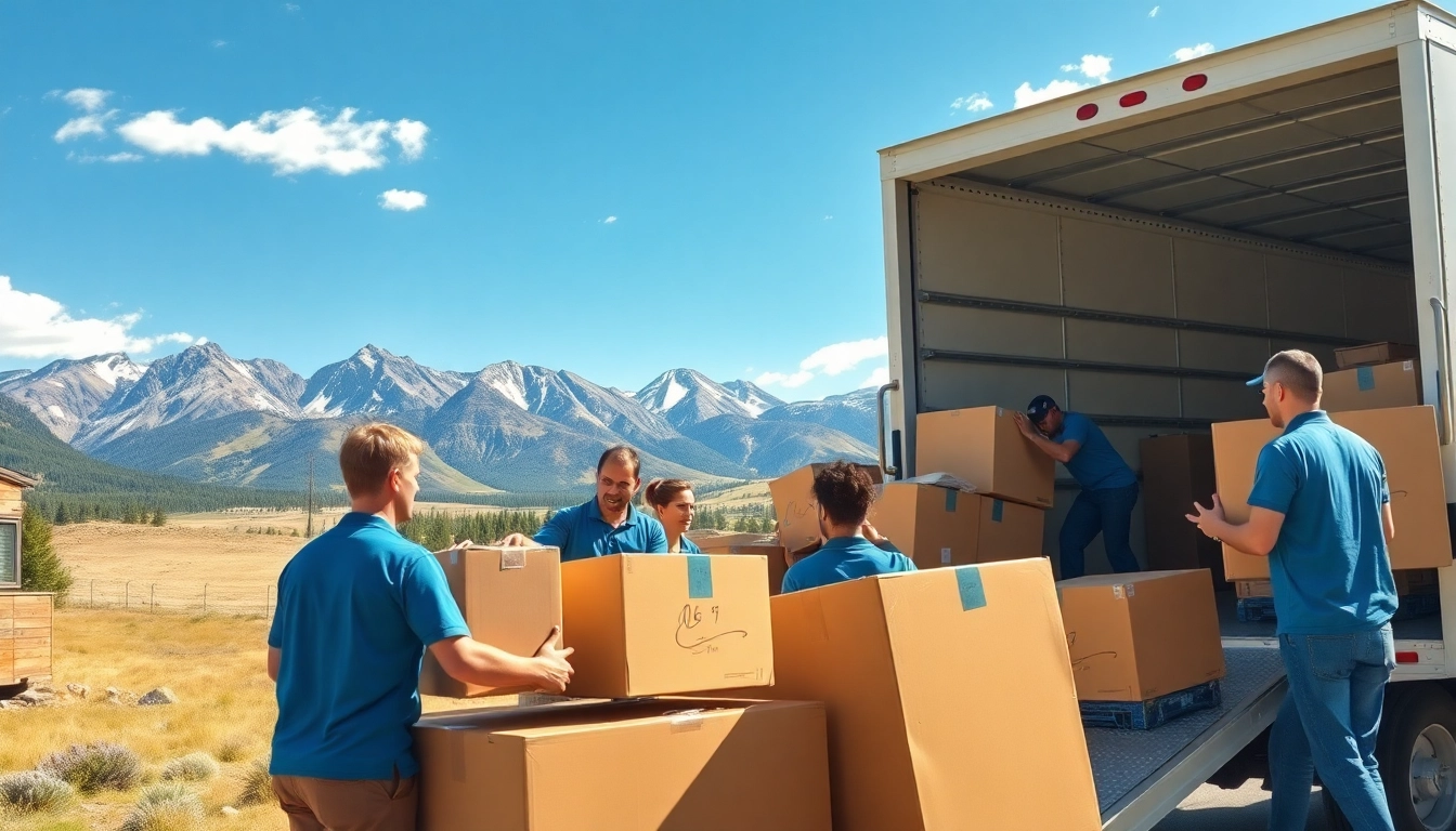 Colorado Moving Company team efficiently loading a truck with furniture in the Colorado landscape.