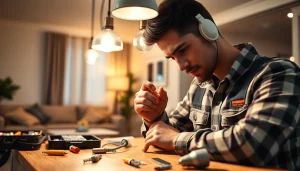 Providing expert Electrical Service in a modern home with focused installation work.