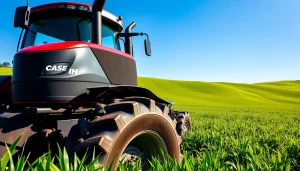 Erleben Sie die Effizienz des Case-ih Traktors in einem grünen Feld mit weiten Ausblicken.