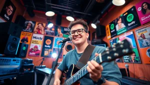 Explore effective spotify promotion strategies in a vibrant music studio environment.