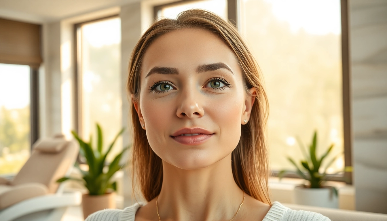 Woman rejuvenated with tear trough filler in a calming spa environment.