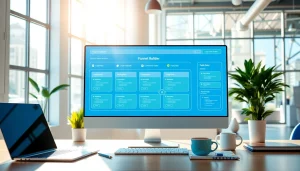 Engaged users interacting with a Funnel Builders interface in a modern workspace.