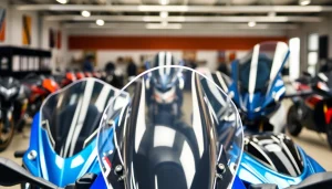 Showcase of high-quality motorcycle windscreens tailored for various motorcycle models.