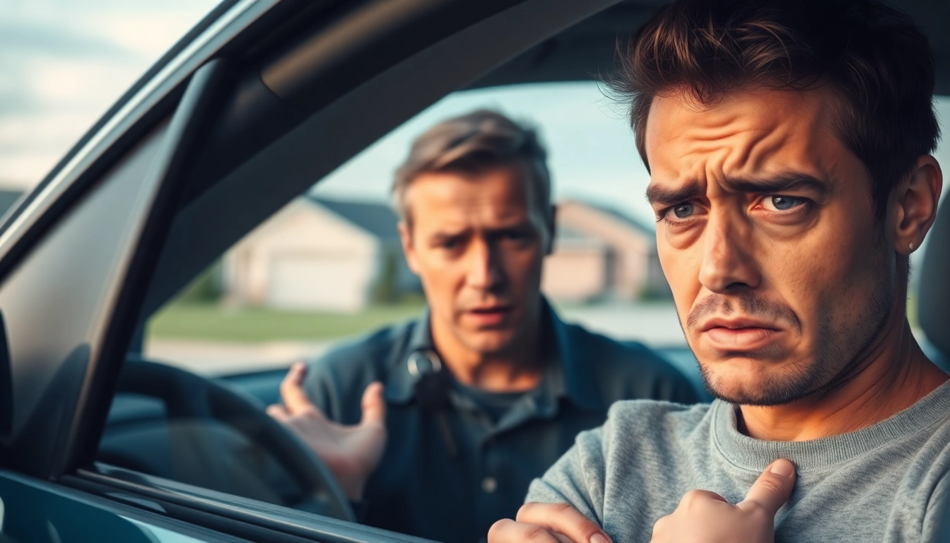 Person standing beside a locked car with Keys Locked in Car visible through the window.