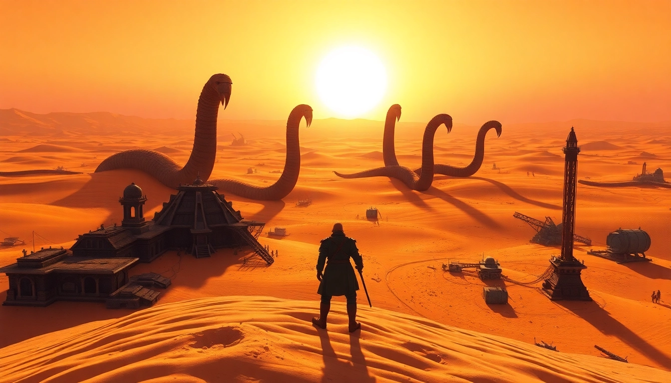 Engage with the thrilling Dune 2 download experience in a desert landscape filled with adventure.