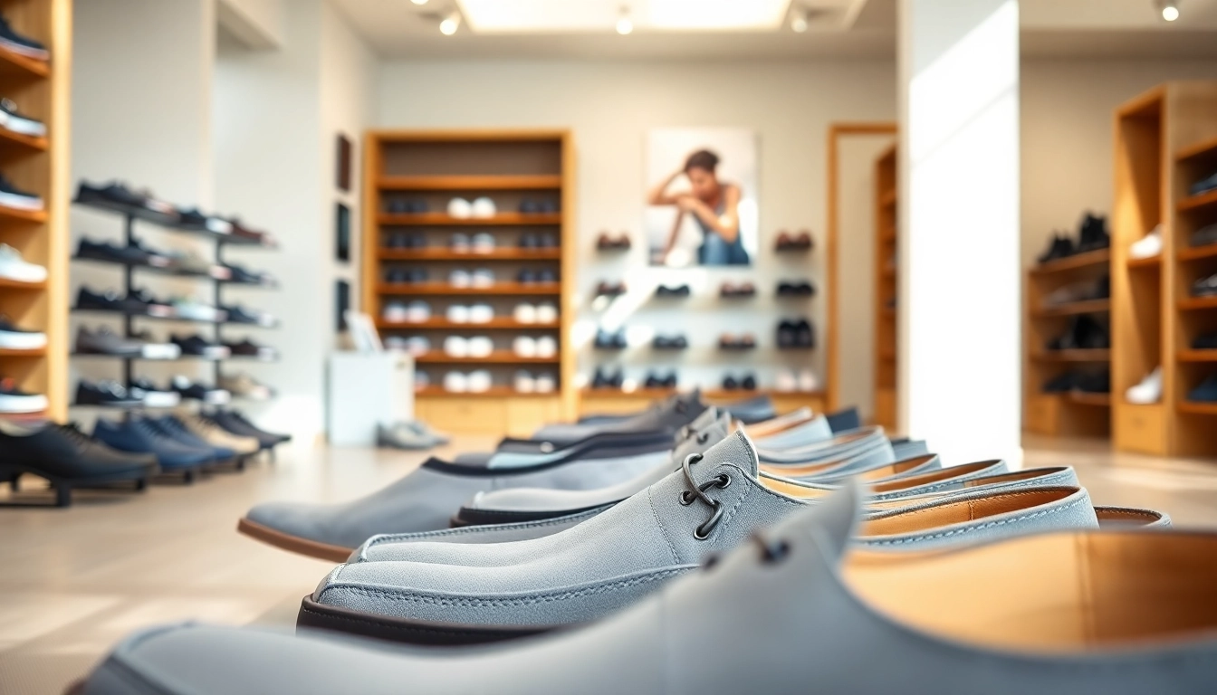 Schoenen voor steunzolen in een stijlvolle showroom met verschillende ontwerpen en kleuren.