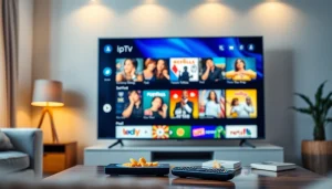 Visual des meilleurs abonnements iptv sur un écran de télévision moderne avec une interface conviviale.