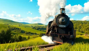 Experience the thrill of the railroad tycoon download game with this vintage steam locomotive in action.