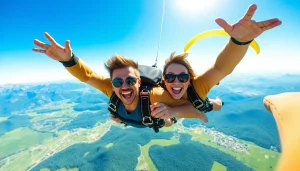 Uživajte v tandemski skok s padalom z razgledi na slikovita območja in zadovoljstvo skakanja.