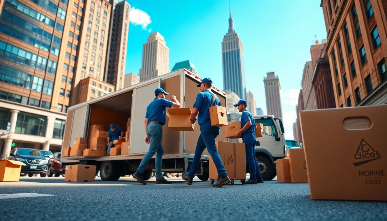 Loading boxes with Cheap movers nyc in a busy New York City setting.