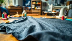 Punta di Roma stof met rijke textuur en kleur, verspreid over een naaitafel