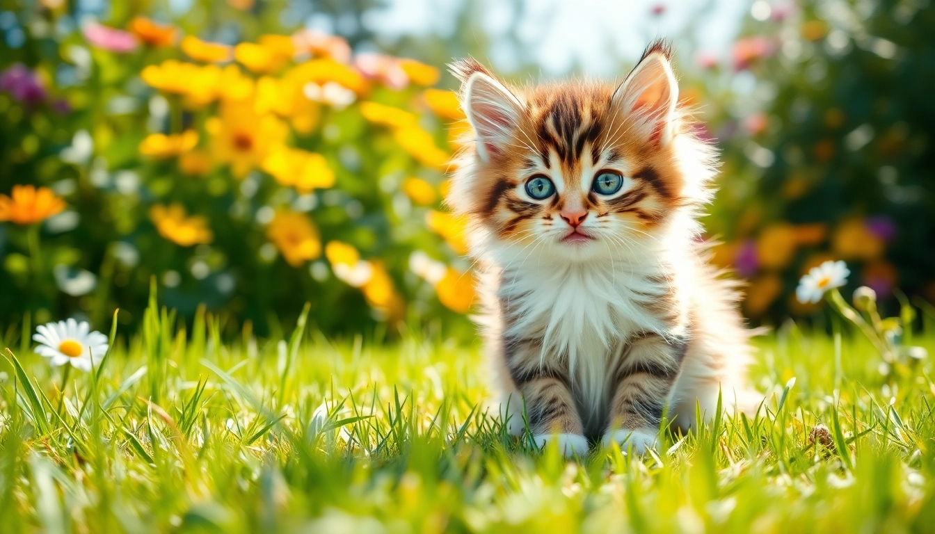 Maine Coon cats for sale Sacramento featured in a sunny garden, showcasing playful kittens.