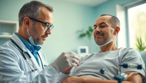 Nad infusion treatment being administered by a healthcare professional in a clinical setting.