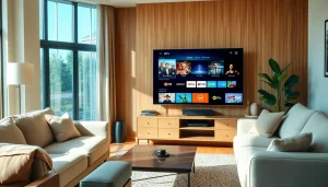 Profitez d'un abonnement iptv avec une configuration moderne dans un salon accueillant.
