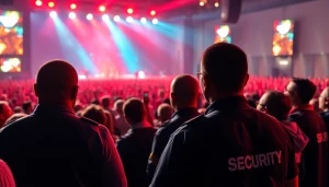 Concert Security monitoring audience safety at a vibrant live event.