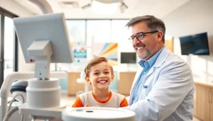 Orthodontist Myrtle Beach consulting with a patient in a bright, inviting clinic space.
