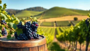 Discover wineries in Clarksburg with beautiful vineyard landscapes and ripe grapes.