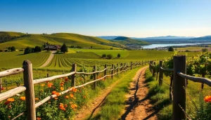 Enjoy a scenic view in Carksburg CA with vineyards and a rustic winery landscape.
