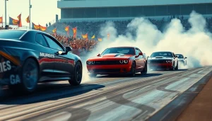 Mild88 in a thrilling drag race scene with vibrant energy and excitement from the crowd.