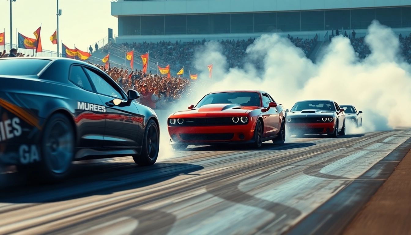Mild88 in a thrilling drag race scene with vibrant energy and excitement from the crowd.